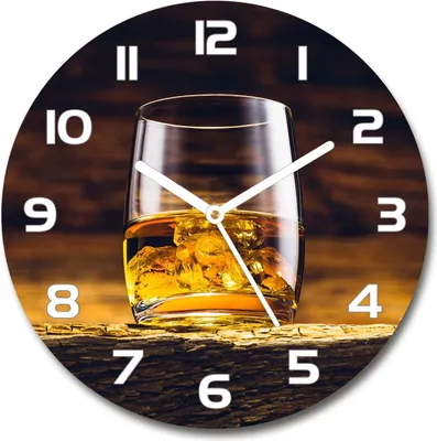 Produktbild von Wanduhr aus Glas 30fi Glasbild Glasuhr Gehärtetes Glas - weisse-zeiger - Bourbon in a glass