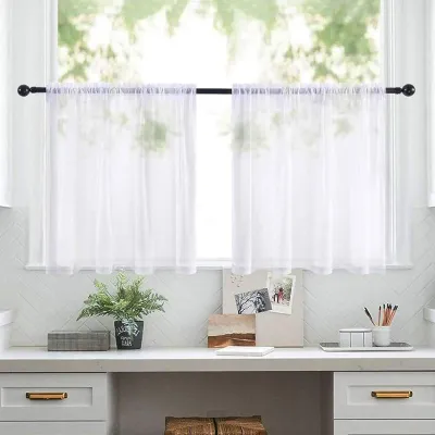 Vitrage 2er-Set, weiß, 63,5x93,5 cm, halbtransparent, Polyester