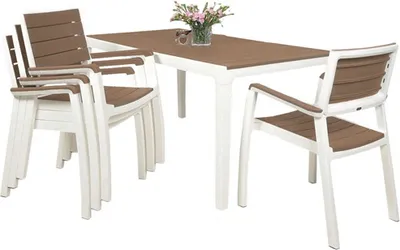 Obrázok produktu pre Keter Harmony set stůl + 4 židle bílý / cappuccino