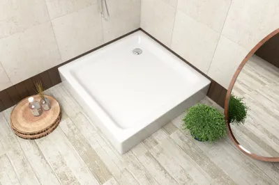 Produktbild von ECOLAM Duschwanne Duschtasse flach Grando Plus Viereck quadratisch 80x80 Acryl weiß Styroporunterseite + Siphon