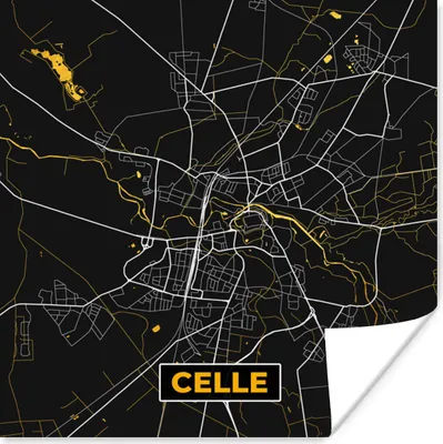 Produktbild von MuchoWow® Poster Celle - Stadtplan - Gold - Karte - Deutschland 100x100 cm - Babyzimmer