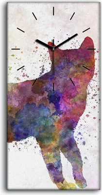 Produktbild von Wanduhr Bürouhr Leinwand Bild 30x60 Gemälde Abstrakte Kunst Tier Katze - schwarze Hände
