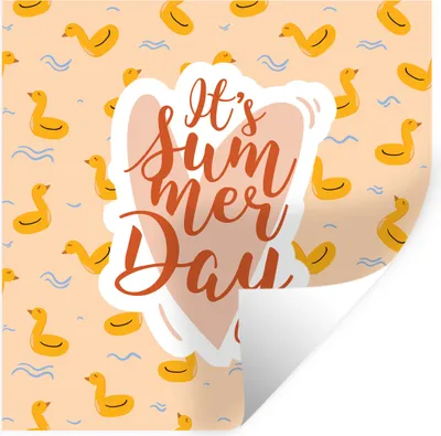 Produktbild von MuchoWow® Wandtattoo Wandsticker Wandaufkleber Poolband - Rosa - Gelb 100x100 cm Selbstklebend und Repositionierbar - Wierderverwendbar - Selbstklebend