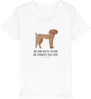 Produktbild von Mr. & Mrs. Panda Kleinkinder T-Shirt Hund Dogge 9-11 Jahre (134/146) - Weiß - Geschenk, Baumwollshirt Kinder, Bio, Teenager, Kindershirt, Herz, Sprüche, Hunde
