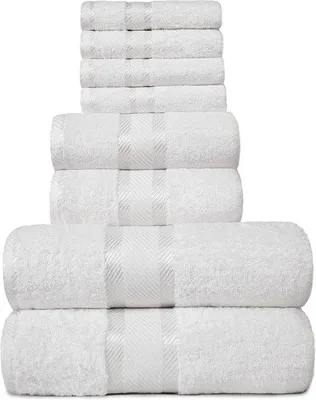 Produktbild von Famanu Handtuchset 8-teilig aus 100% Baumwolle, , 550 g/m², weich und super saugfähig, weiß