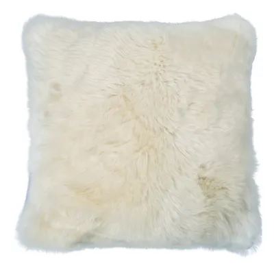 Produktbild von Kissenhülle - Creme - echtes Schaffell - Polyester - 50 x 50 cm - mit Reißverschluss