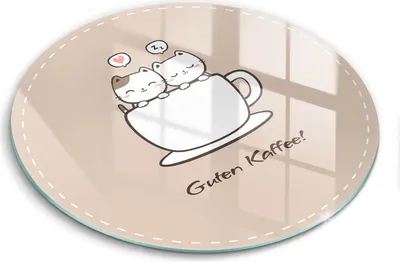 Produktbild von Glasschneideplatte - Herdabdeckplatte - fi30 cm - Schneidebrett - Spritzschutz - Motiv: Guten Kaffee!