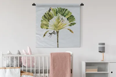 Produktbild von MuchoWow® Wandteppich Wandbehang Dschungel - Affe - Tukan 90x90 cm Tapisserie Dekoration Wandtuch - Wandaufhänger