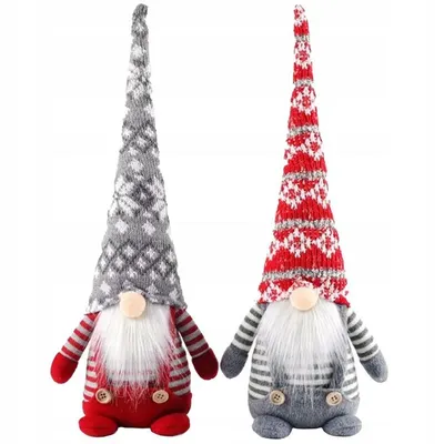 Produktbild von KRUMAD Weihnachtswichtel Set 2 Stück – 36 cm Deko Figuren Weihnachten Rot & Grau – Skandinavische Wichtel Gnome mit Gewicht – Weihnachtsdeko