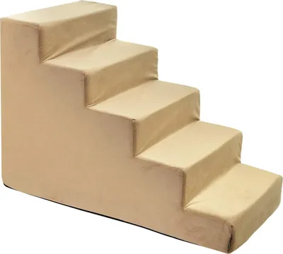 Obrázek produktu pro Schody pro psy Schody pro kočky Schody pro domácí mazlíčky Pomůcka pro lezení Plyšový potah 5 stupňů Béžový samet