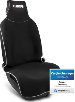 Produktbild von fixcape Neoprene Auto-Sitzschoner Vordersitze - Schoner Autositz vorne - Sitzauflage Auto universal wasserdicht - Werkstatt Sport Hobby (schwarz/grau)