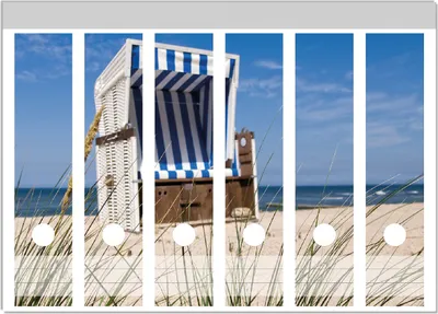 Produktbild von Wallario Ordnerrücken Sticker, selbstklebend für breite Ordner, 6 Stück, Motiv Strandkorb