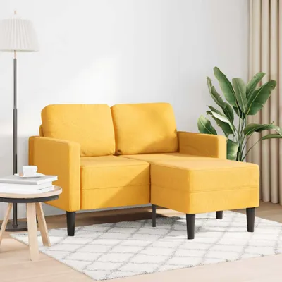 Image de vidaXL Canapé 2 places avec chaise longue en L jaune clair 125 cm Lin