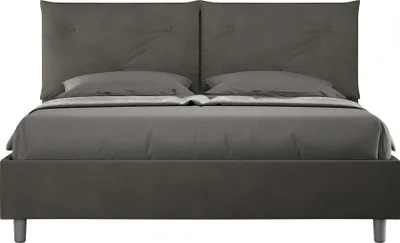 Produktbild von ITYHOME - Gepolstertes Bett mit Bettkasten 160x190 mit Mikrofaserbezug Grau Appia