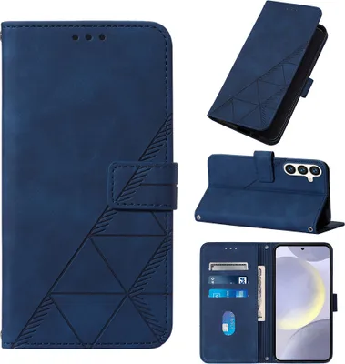 Produktbild von Galaxy S25+ Hülle, Schlank Prägung Leder Kartenfächer Schutzhülle mit Ständer für Samsung Galaxy S25+ Blau