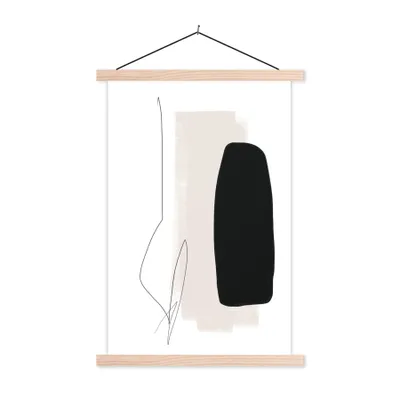 Produktbild von MuchoWow® Textilposter Malerei - Linienkunst - Abstrakt 60x90 cm mit holzfarbenen Rahmen - Textil