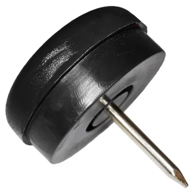 Produktbild von Adsamm® | 4 x Kunststoffgleiter mit Puffer und Nagel | Ø 25 mm | Schwarz | rund | Möbelgleiter mit Dämpfer und  Stift in  von Adsamm®