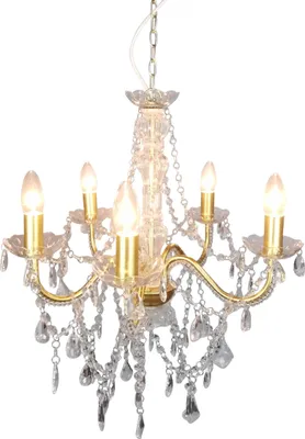 Produktbild von Näve Leuchten Pendelleuchte CECILIA mit E14 Pendelleuchte CECILIA mit E14 Pendelleuchten - 5er Krone "CECILIA" Ø: 52 cm weiß, Hängelampe im Romantic Style, aus Metall und Kunststoff in weiß, 85 cm hoch, Ø 52 cm, E14-Fassung