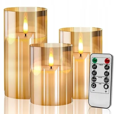 Produktbild von 3 Led-Kerzen Aus Vergoldetem Glas, Dekorative Weihnachten