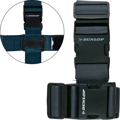 Produktbild von Dunlop Gepäckgurt Set 2 Stück – Kreuzgurt 230×5 cm – universelle Koffergurte verstellbar, stabil mit Kunststoffschnalle, grau – Reisegepäck-Sicherung für Koffer & Taschen
