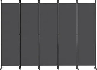 Produktbild von Paravent Raumteiler 5-teilig 250x180 cm Dunkelgrau – Freistehender Sichtschutz für Wohnzimmer, Schlafzimmer, Büro, Garten – Faltbarer Raumtrenner Trennwand