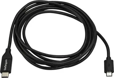 Produktbild von StarTech.com 1m USB-C zu Micro USB-B-Kabel, Datenkabel, USB 2.0, USB C zu Micro-B Datenübertragungskabel, 1 m, USB C, Micro-USB B, USB 2.0, 0,48 Gbit/s, Schwarz
