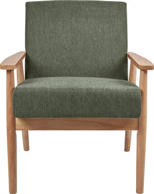 Obrázok produktu pre BELIANI Kreslo zelené látkové čalúnenie polyester retro dizajn svetlé drevené nohy a opierky rúk obývacia izba