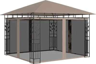 Produktbild von "2026 Aktion"Garten-Pavillon Wasserdicht Design - Pop-Up-Partyzelt/ Festzelt - mit Moskitonetz & LED-Lichterkette 3x3x2,73 m Taupe DEMöbel 9263362