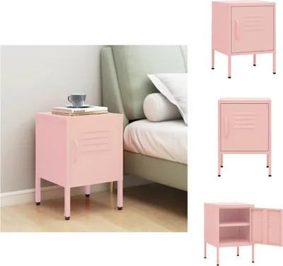 Obrázek produktu pro vidaXL Noční stolek růžový 35x35x51 cm ocel - Noční stolky