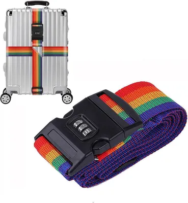 Immagine prodotto di Cinghia regolabile per bagagli con lucchetto a combinazione, 5 cm x 4 metri, nastro colorato per bagagli, ideale per viaggi
