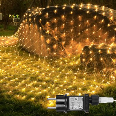 3x2m 200 LED Lichternetz 8 Lichtmodi Warmweiß 31V Lichterkette mit Timer und Memory Funktion für Innen Außen Hochzeit Weihnachten Deko