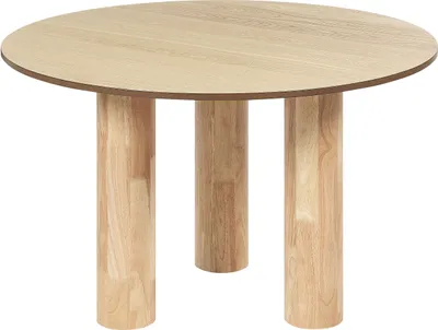 Obrázek produktu pro BELIANI Jídelní stůl světlý jasan MDF stolová deska nohy z kaučukového dřeva ⌀ 120 cm 4místný moderní rustikální styl