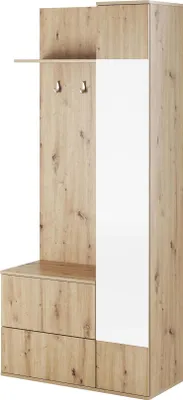 Produktbild von FURNLUX Hallway Closet Green Oak 90cm / Hauptfarbe: Beige / Abmessungen: 90 x 34 x 195 cm