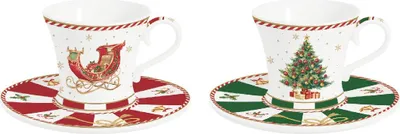 Imagen del producto de Juego de dos tazas y platillos para espresso, diseño "Cuento de Navidad"
