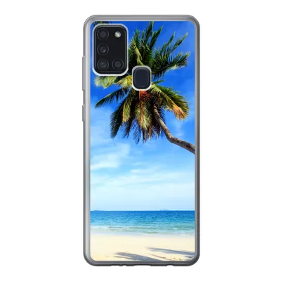 Produktbild von MuchoWow® Handyhülle Schutzhülle Hülle für Samsung Galaxy A21s Palmen - Strand - Meer Silikon Softcase Handy Hülle - Hartschale