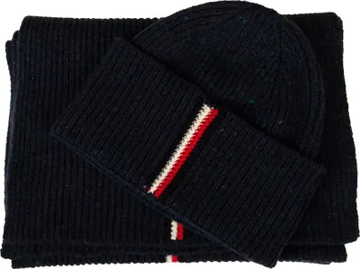 Produktbild von TOMMY HILFIGER Set aus Mütze und Schal für Herren, Wollmischung, Geschenkbox, Artikel XM0XM03100, UNICA - ONE SIZE, Lana 62%,Viscosa 17%,Poliammide 20%,ALTRE FIBRE 1%