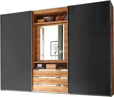 Produktbild von Schwebetürenschrank Magie Kleiderschrank Farbe und Größe wählbar,Plankeneiche / graphit,300x65x216cm