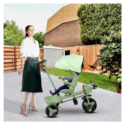 Produktbild von Faltbarer Kinderwagen für 0-36 Monate, 0-25 kg, Kombikinderwagen, kompakt mit Sitz, Aufbewahrungskorb, Sicherheitsgurt, 100 x 75 x 50 cm, Grün