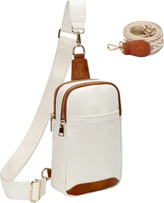 Produktbild von Umhängetasche Crossbody Bag Damen Brusttasche Rucksack Schultertasche Creme/Braun
