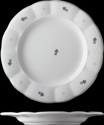 Produktbild von Flacher Teller, tschechisches Porzellan, Blumen, 26 cm, G. Benedikt