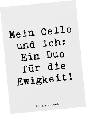 Produktbild von Mr. & Mrs. Panda Postkarte Spruch Cello Duo - Weiß - Geschenk, Musik, Solo, Klassische, Streichinstrument, Instrument, Musikinstrument, Orchester, Grußkarte, Postkarten