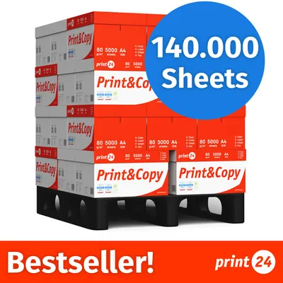 Produktbild von print24 Druckerpapier Kopierpapier 140000 Blatt A4 80g Premium Weiß PEFC