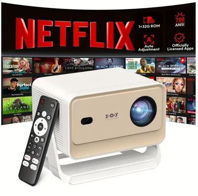 Obrázok produktu pre Prenosný projektor – Inteligentný projektor – Mini projektor – Projektor s Wi-Fi – Projektor s rozlíšením Full HD – Pamäť 1 GB + 32 GB