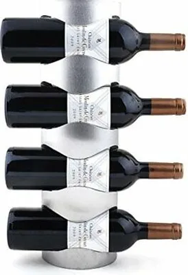 Image de Casier à vin en acier inoxydable Porte-bouteilles 3 couches Étagère murale Organiseur