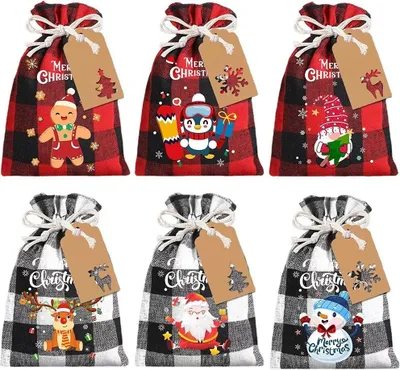 Produktbild von INF Weihnachtliche Geschenktüten aus Jute 6er-Packung