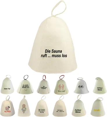 Produktbild von Saunahut aus Wollfilz (SS20-014) Saunamütze mit witzigen Motiven, Filz Kopfschutz Saunakappe Filzkappe Mütze Filzhut Kappe Sauna Hut