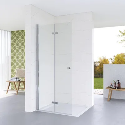 Produktbild von Duschkabine 90 x 187 cm Falttür Duschabtrennung aus 5 mm ESG Sicherheitsglas Walk-In Duschwand Glas faltbar klappbar Begehbare Dusche