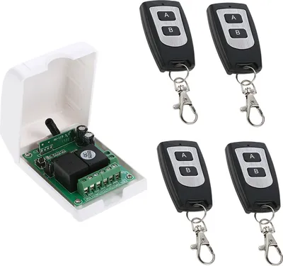 Zdjęcie produktu dla Pilot zdalnego sterowania Smart Home 433 MHz RF – 2-kanałowy odbiornik i nadajnik przekaźnikowy 12 V, uniwersalny system przełączników, kod uczący się, zasięg 50 m