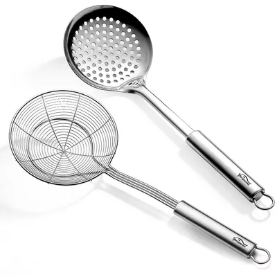 Edelstahl-Schaumlöffel-Set, 2 Stück, Küchenutensilien