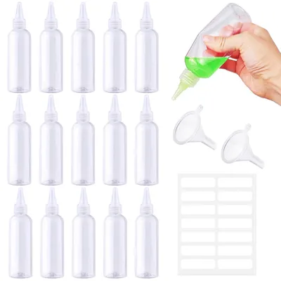 16-teiliges Quetschflaschen-Set 60 ml, Kunststoff, mit Trichtern und Etiketten
